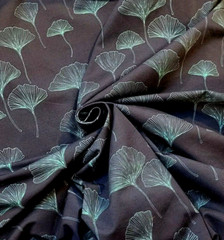 Teal Gingko Leaves on Navy OEKO-TEX Cotton Jersey Knit – Europe! Also in Pink!