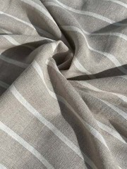 Gray- White Striped Linen Organic Cotton Blenden Fabric By 2 Meters.