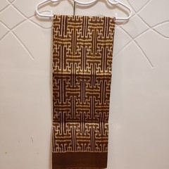 Thai Antique Silk Fabric Dark Brown Beige Hand Woven100% (For Crafting)