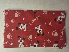 (2) Fat Quarters “I Woof You” Valentines Cotton Fabric (approx 17.5 x 22″)