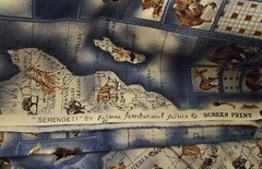 SERENGETI Fabric Africa Map Hoffman International Cotton 2 Yds