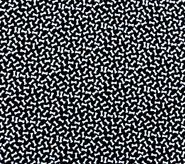 Quilt Fabric By Half-Yard Tossed White Puppy Dog Bones on Black Premium Cotton