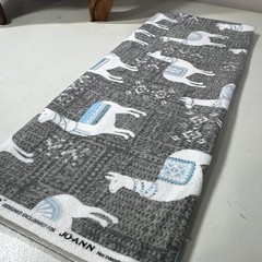 Snuggle Cotton Flannel Fabric Gray White Blue Llama Animal Print 33 in