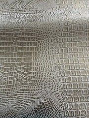 SHIPS FOLDED Vinyl faux Leather Upholstery Alligator WHITE GOLD Metallic 57×52″