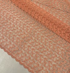 PEACH Embroidery ORGANZA Fabric 58” Width Sold By The Yard