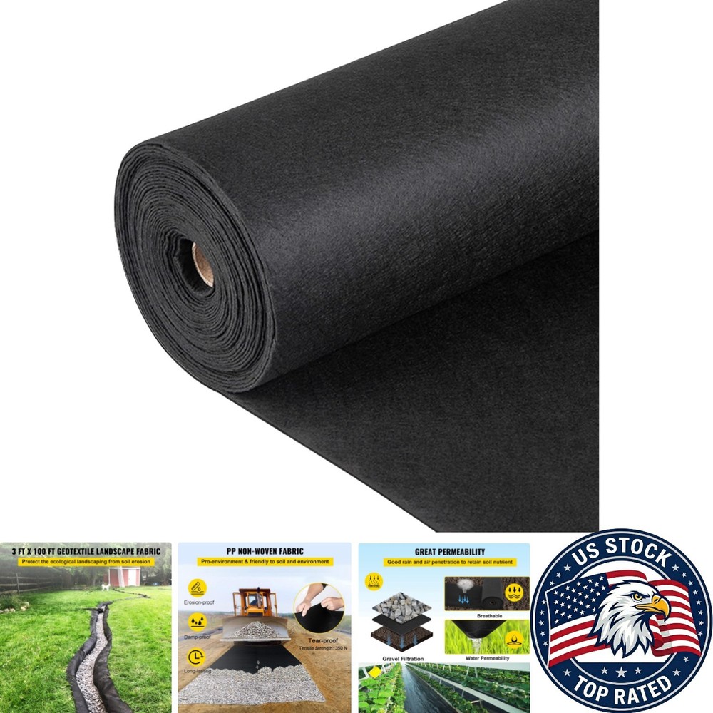 8 oz Geo-Textile Landscape Fabric, 3ft x 100ft – Ideal for Drainage & Weeding