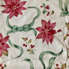 New 4yd 3″ Holiday Christmas Poinsettia Bow Holly Cotton Quilt Craft Sew Fabric
