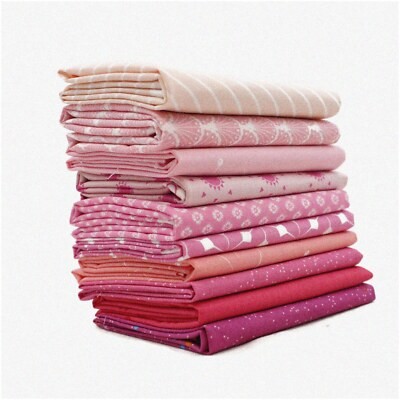 Pink Patchwork Cotton Fabric Set 10 Pieces