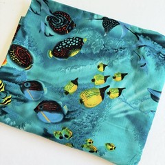 Vintage Tropical Fish Cotton Fabric Trans-Pacific 44” x 80” Ocean Reef Print