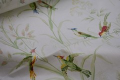 Thibaut 1998 Floral & Birds Cotton Sateen White Fabric Rare “Augustine”