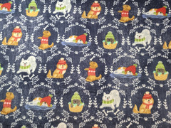 Anti pill Plush Fleece fabric dogs puppies in hats scarves sweaters 1 yd x 59″