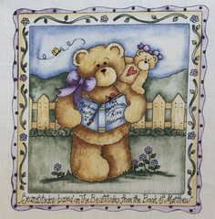 Vintage Dianna Marcum~Beatitude Bears Fabric~Religious~18 Quilt Blocks~6 1/2″ sq