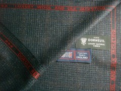 DORMEUIL 67% WOOL & 33% SILK JACKETING FABRIC “Dorsilk Red” Check/Plaid = 2.0 m.
