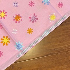 1.6 YD Bubble Gum Pink Flower Toss Fabric Traditions Cotton Print