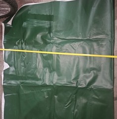 Green Faux Leather Fabric Piece, Solid Color, Synthetic Fiber Content