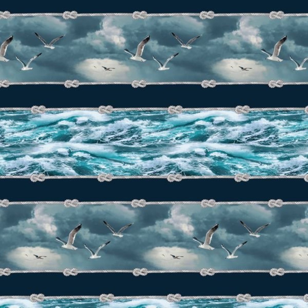 Coastal Guardians Border Stripe Cotton Fabric