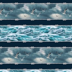 Coastal Guardians Border Stripe Cotton Fabric