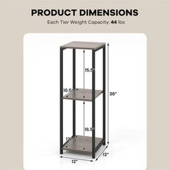 2 Pieces 36 In. X 12 In. X 12 In. Grey & Black Metal Outdoor Plant Stand Corner