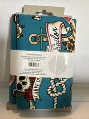 Fabric cut material 1 yard cards/pinup girl/snake/rose/skull/anchor 100% Cotton