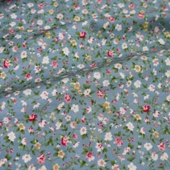 1Yard*147cm Grey Blue Elegant Floral Cotton Fabric Printed Calico Cotton Poplin