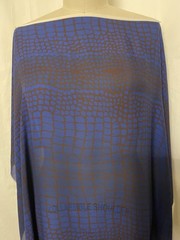 100% Silk Double Georgette Cobalt Blue Brown Gator Fabric 1 Yard 10″ Long 54″ W