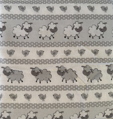 Flannel Fabric- 2 yards (6 ft) x 42″- Sheep-White, Black, Gray