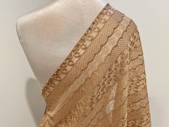GOLD Embroidered Chiffon Scarf Shawl 68×22 Wide