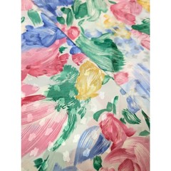 Vintage 80’s 90’s Sewing Fabric Lightweight Silky Synthetic Colorful Pastel