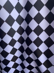 Liv BLACK & WHITE 1″ Checkered Pattern Polyester Heavy Matte Satin Fabric by th