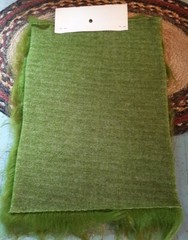 Vintage NEW Green Faux Shag Fur Acrylic Fabric Remnant 9″ x 12″ NOS