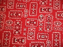 Red Bandana Cotton Fabric Western 1 3/8 Yards
