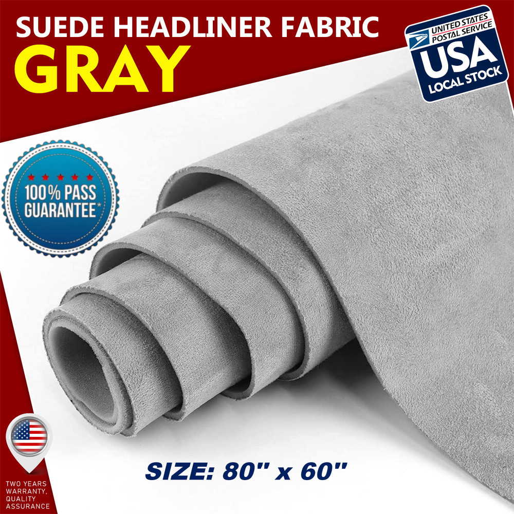Grey Suede Headliner Fabric Material 60”x80” Interior Roof Liner Upholstery