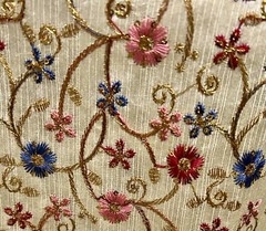 Gold Pink Blue Red Embroidery Dupioni Fabrics 48” Width Sold By The Yard