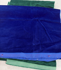 2 Pieces Velveteen Fabrics Green & Blue