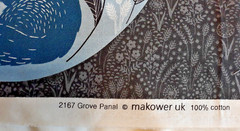 Makower UK Grove Cotton Fabric Panel 44×23 Woodland Animals Circles Blue