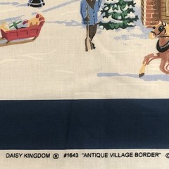 Daisy Kingdom ANTIQUE VILLAGE Double Border Fabric Snow Christmas 2 Yds +10″ New