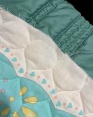 Vintage Baby Quilt panel Jumping Lambs Pastels Hearts Yellow Blue Pink Quilted