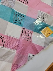 2x 40s 50s Geometric Colorblock Cotton Sewing Fabric 33″ X 1.9. & 1.6yds FLAWS