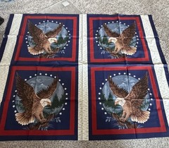 Wamsutta Eagle Fabric Pillow Squares Patriotic Star Birch Bark 4 + 2