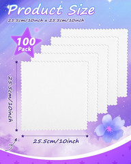 100 Pack 10X10In White Cotton Squares, Precut Overlock for Quilting | Upgraded P