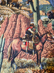 SHIPS FREE! 1-Yard of Western Cactus Coyote Eagle Buffalo Steer & Cowboy Cotton