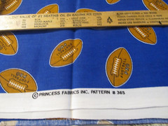 1 Yard x 32″ wide Fabric Quilt Football Pro Footballs Blue Princess Fabrics inc.