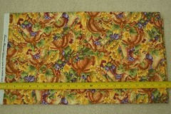 By 1/2 Yd, Fall Harvest Scenes on Gold & Brown Quilt Cotton, MMfab/Carter, M6489