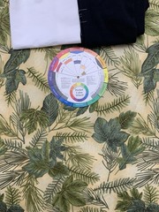 Hoffman Cotton Fabric Indian Summer Green Leaves Pine Needles Gold Yellow BTY