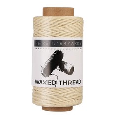 Jupean Waxed Thread for Leather Sewing, 164 Yards 0.8 millimeters, Off-white
