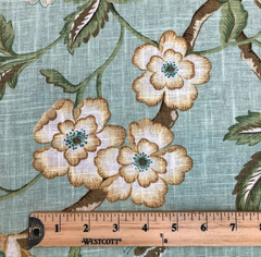 3/4 Yard Cut Jaclyn Smith Bird and Floral Sea Green Home Decor Fabric
