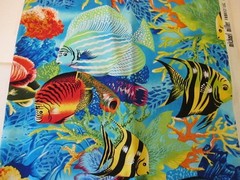 Cotton Sea Turtles Tropical Fish Ocean Life Fabric Print 2 pieces Each 10 x 44