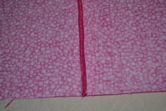 Cotton fabric, two-toned pink dots, 57″ x 74″ unfinished project