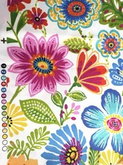 Mill Creek Fabrics Floral Folk Art Fabric 2.5 Yards x 54” Wide Multicolor