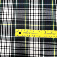 Green White Plaid Poplin P/C Uniform 5.5oz Fabric 61″ W Lot of 3 Yards for $15